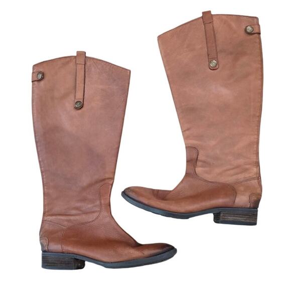 Sam Edelman Whiskey Leather Brown Riding Boot sz 9M $200 Boho Festival Basic - Picture 1 of 7